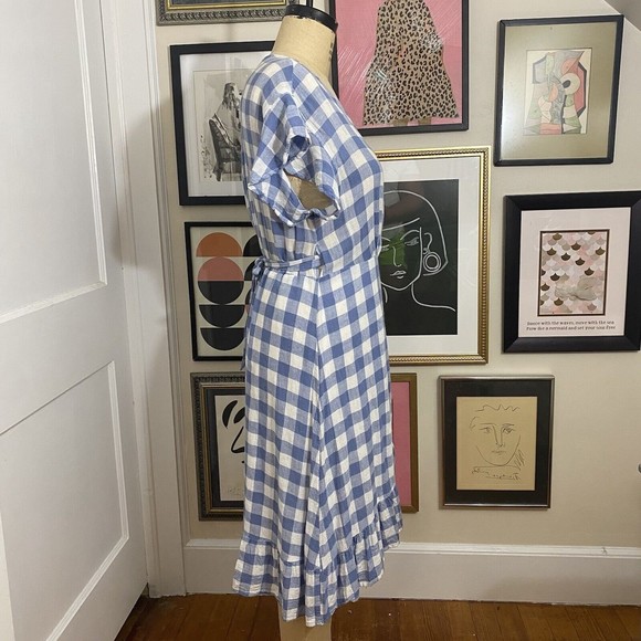 RAILS Brigitte dress periwinkle check blue white gingham wrap dress size large - Picture 5 of 8